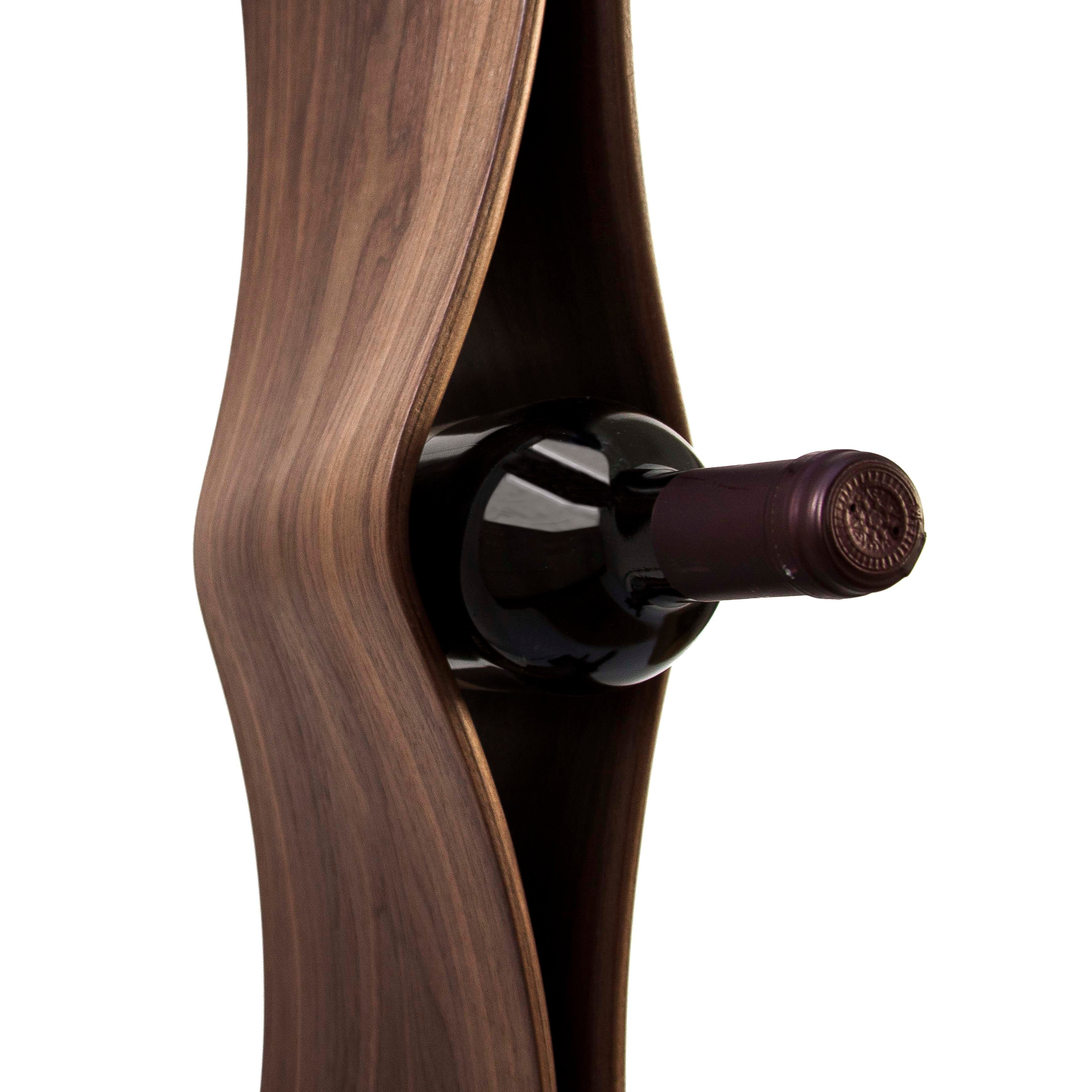 NordicStory Botellero hecho a mano de roble TWIST, puesto de vinos para 4 botellas